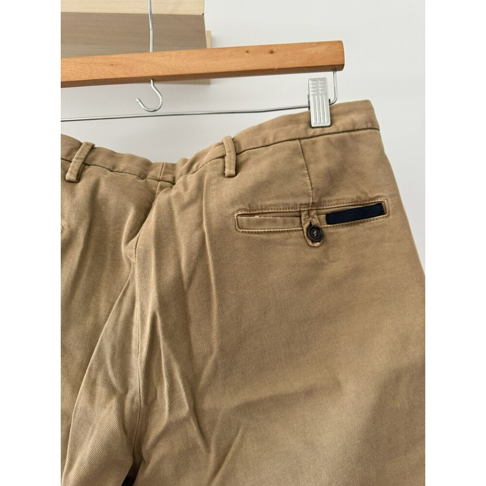Prada Mens 34 (50) Brown Khaki Tight Fit Flat Front Canvas Straight Pants Chino - Picture 6 of 15